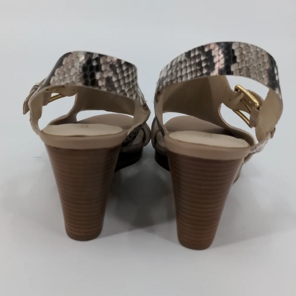 NWT COLE HAAN Snakeskin Leather Wedge Sandals
